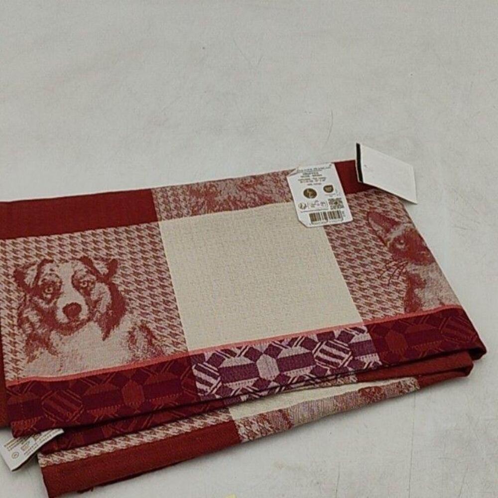 Le Jacquard Français Truffes Cotton Tea Towel Dogs Cats Patchwork 31x24" France